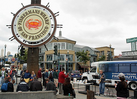 Local chefs will set up a demonstration kitchen next to the iconic crab sign Oct. 27. The Fisherman's Wharf Community Benefit District will kick off Wharf Fest during a weekend in late October. The free event will celebrate Pier 39's 35th anniversary and the 50th anniversary of Hyde Street Pier's opening to the public. - ALEX LEBER/S.F. EXAMINER FILE PHOTO